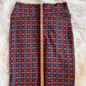 Lula Roe Large LG mod pencil skirt rainbow stretch colorful purple geometric